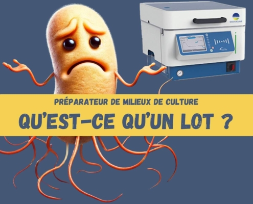 Qu'est-ce qu'un lot de milieux de culture lorsqu'il est préparé avec un preparateur de milieux de culture dans un laboratoire de microbiologie.