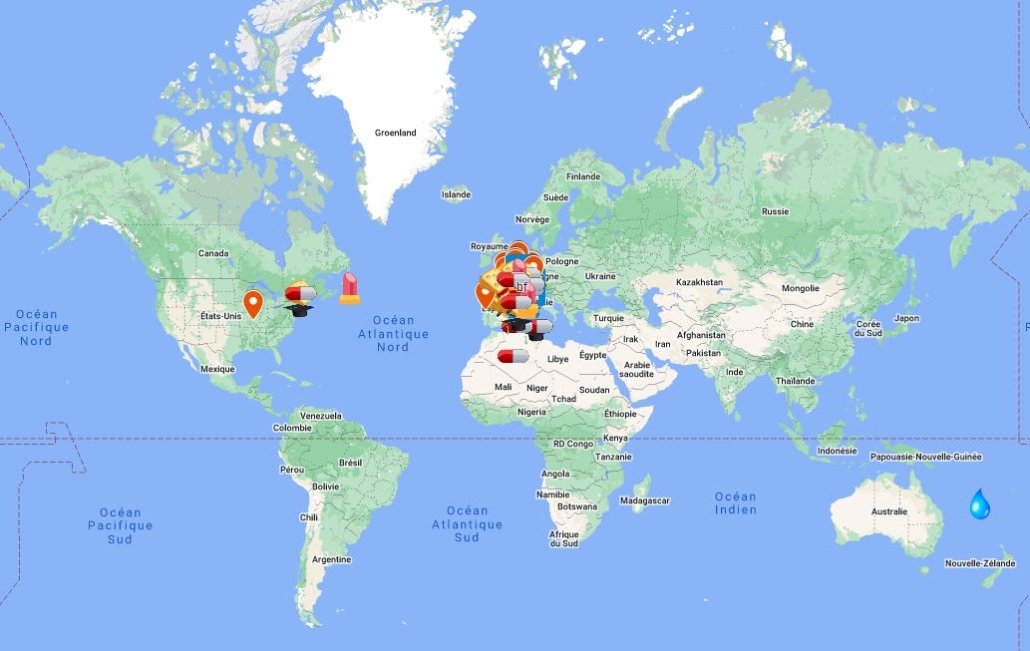 world map of the microbiology labs
