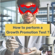 microbiologist performing a growth promotion test in a pharmaceutical laboratory