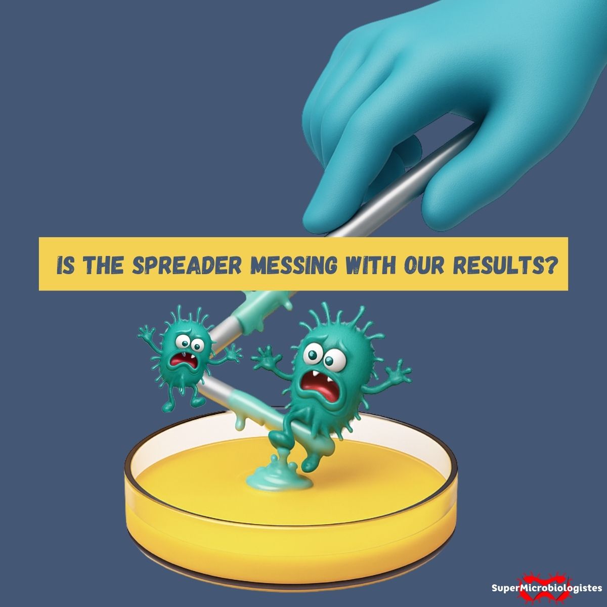 Can using a spreader for plating in microbiology skew colony count results?